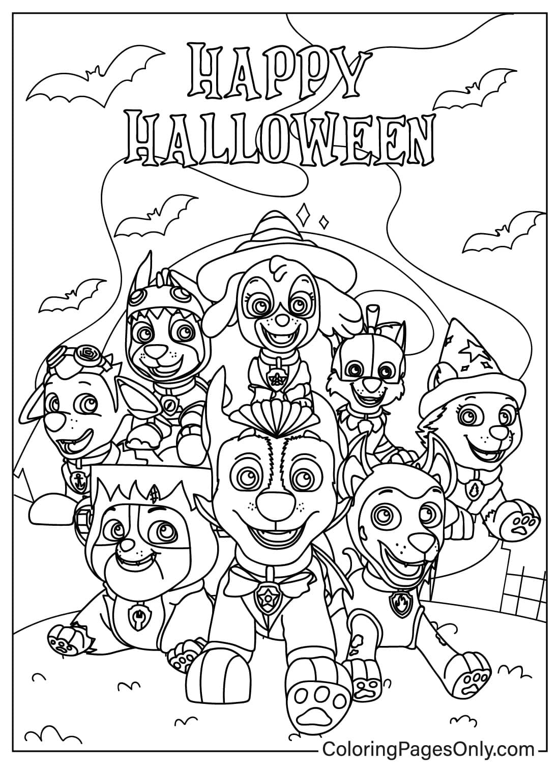 Paw Patrol Halloween Coloring Pages Coloringpagesonly