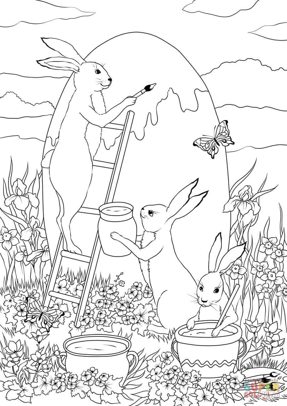 Download Three Easter Bunnies are Painting a Huge Easter Egg ...