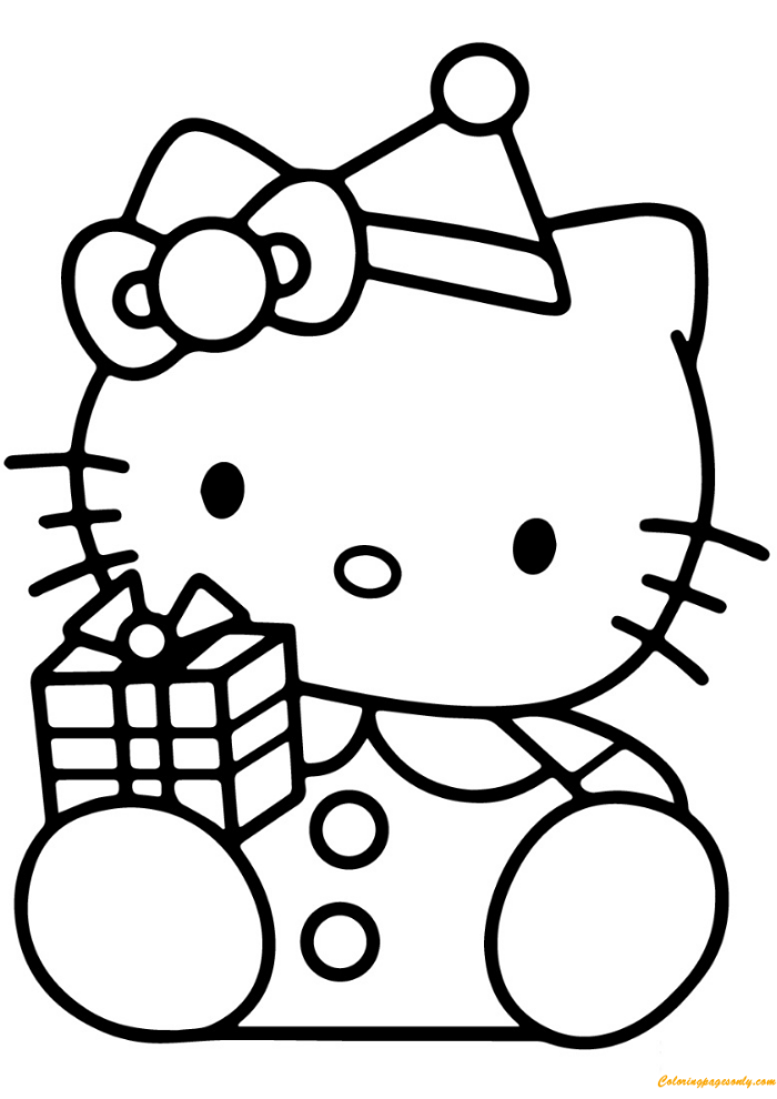 merry christmas hello kitty coloring pages