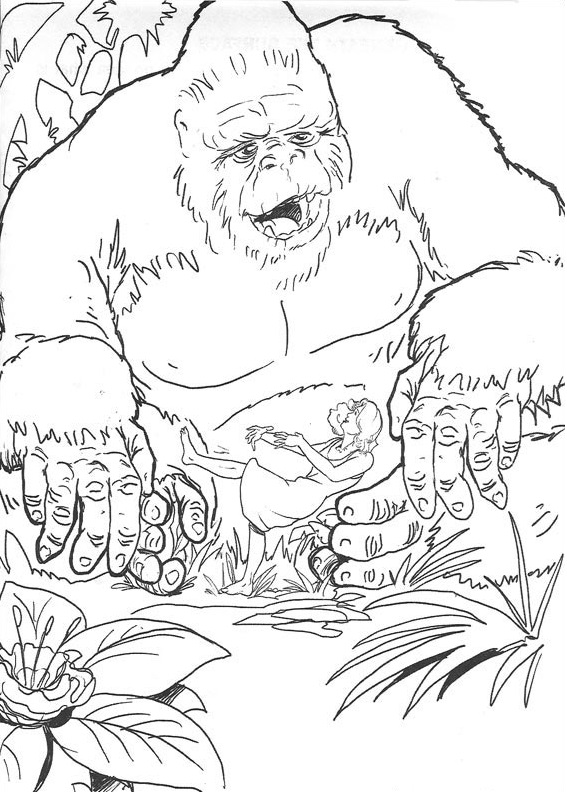 Pagina da colorare di King Kong e Ann Darrow