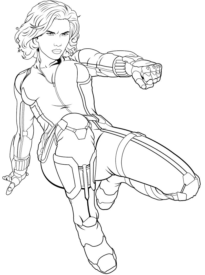 Black Widow In Avengers Coloring Page