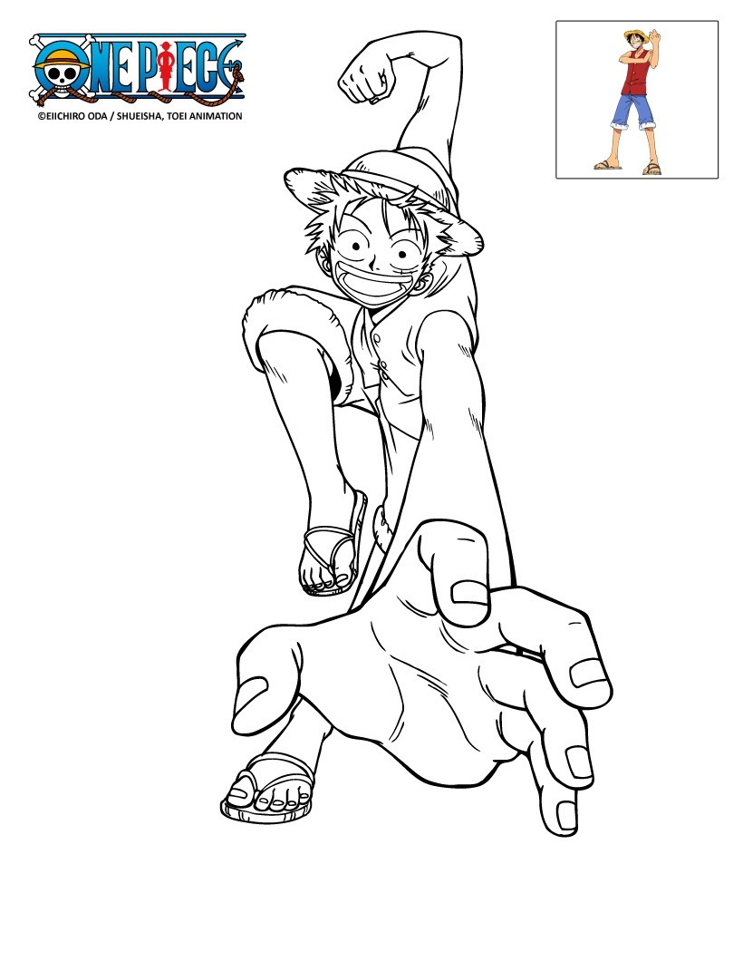 Smiling Luffy Punch Coloring Page