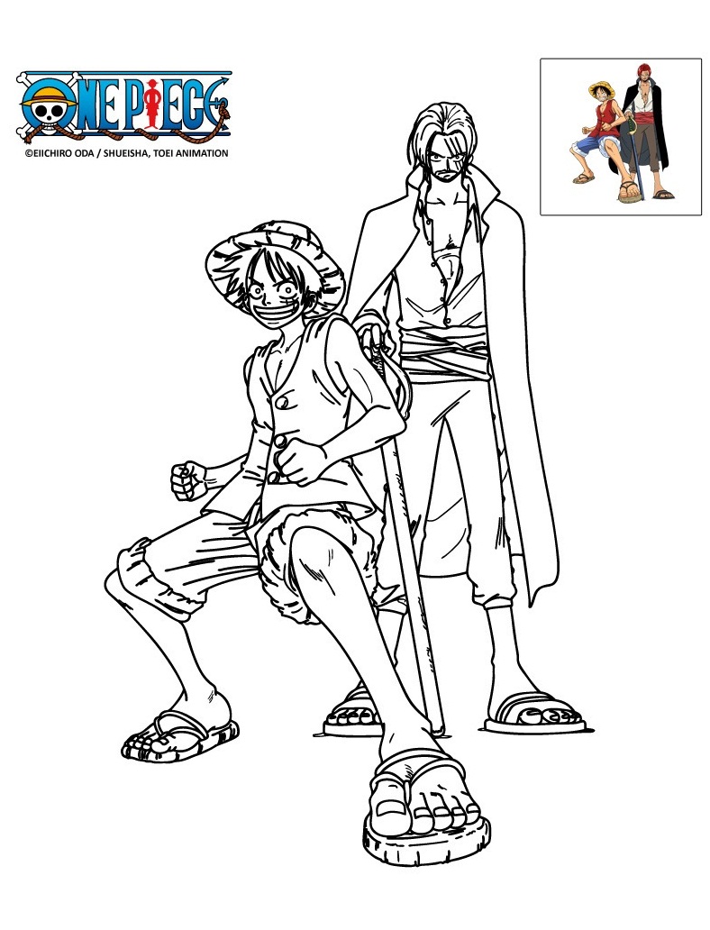 Serious Shanks and Luffy Coloring Page