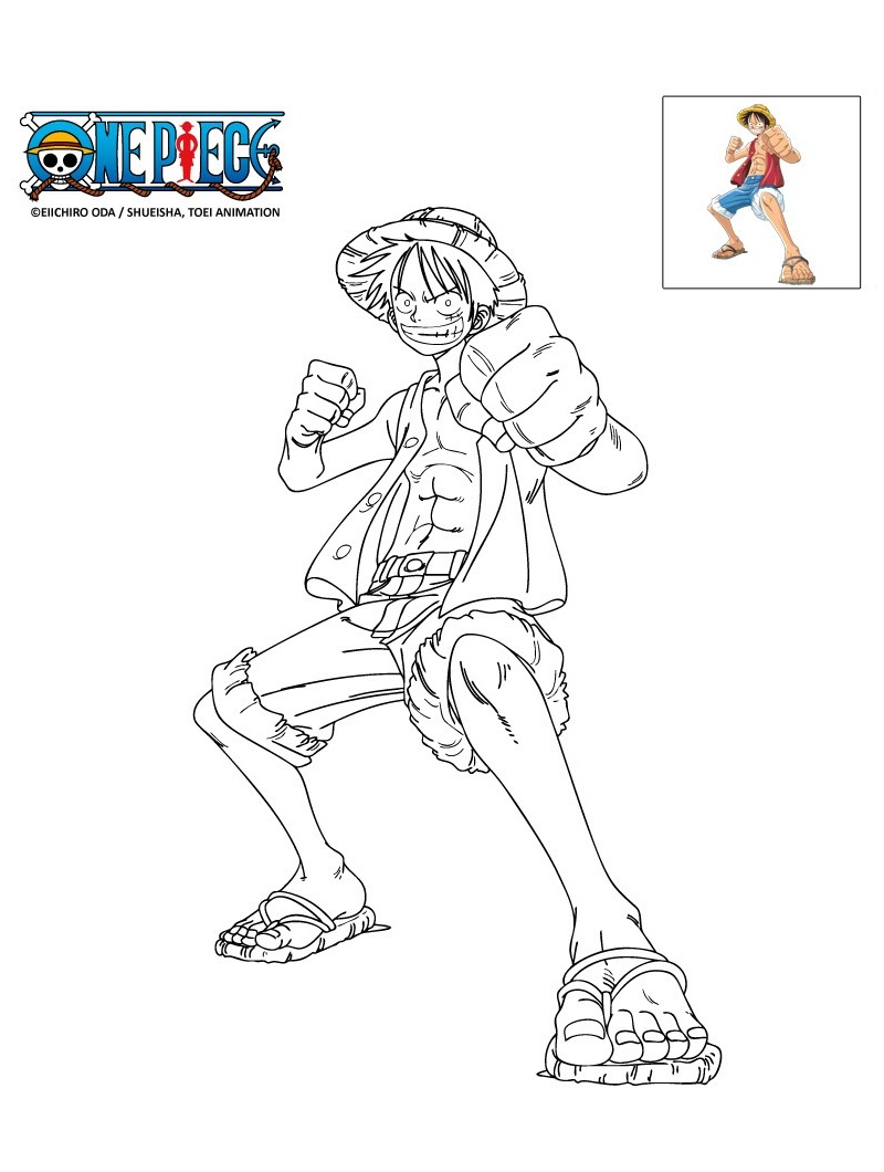 Action Luffy Smiling Coloring Pages