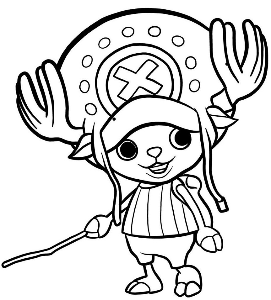 Chopper with a Stick Coloring Page