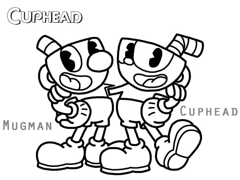 Cuphead and Mugman Coloring Page