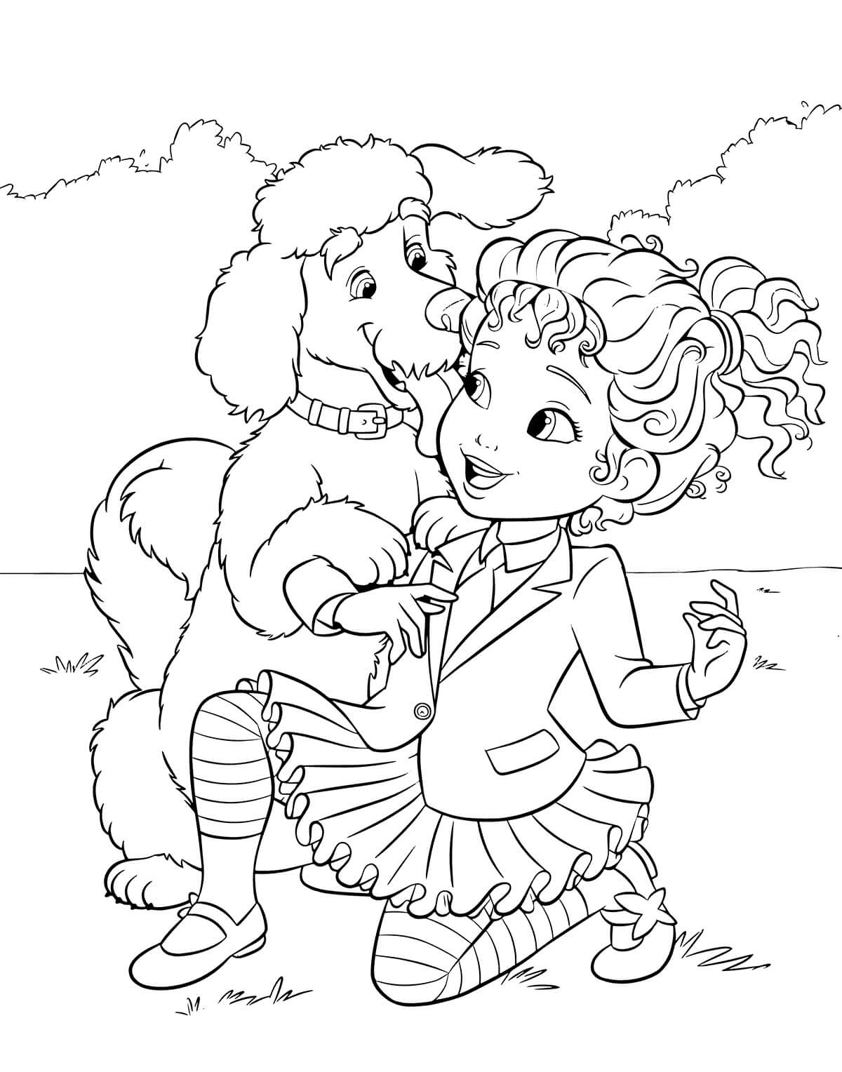 A Dog and Fancy Nancy Coloring Page