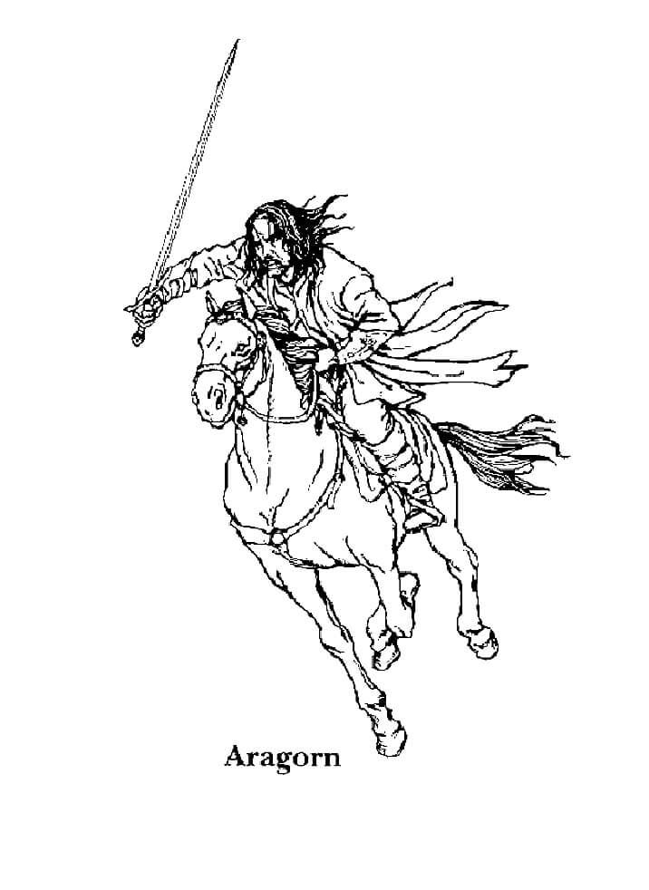 Pagina da colorare di cavallo a cavallo di Aragorn