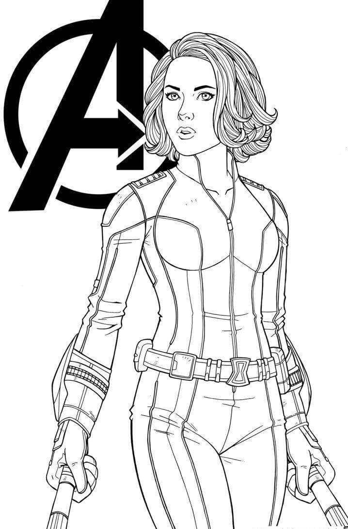Pagina da colorare di Avengers Black Widow