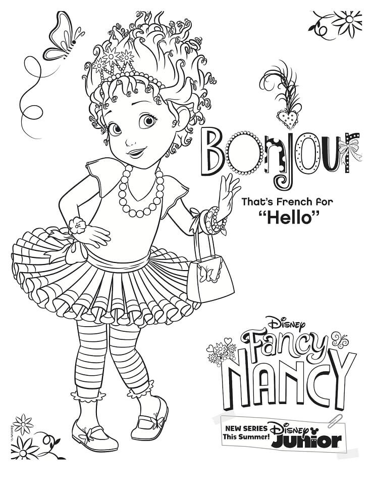Bonjour Fancy Nancy Coloring Page