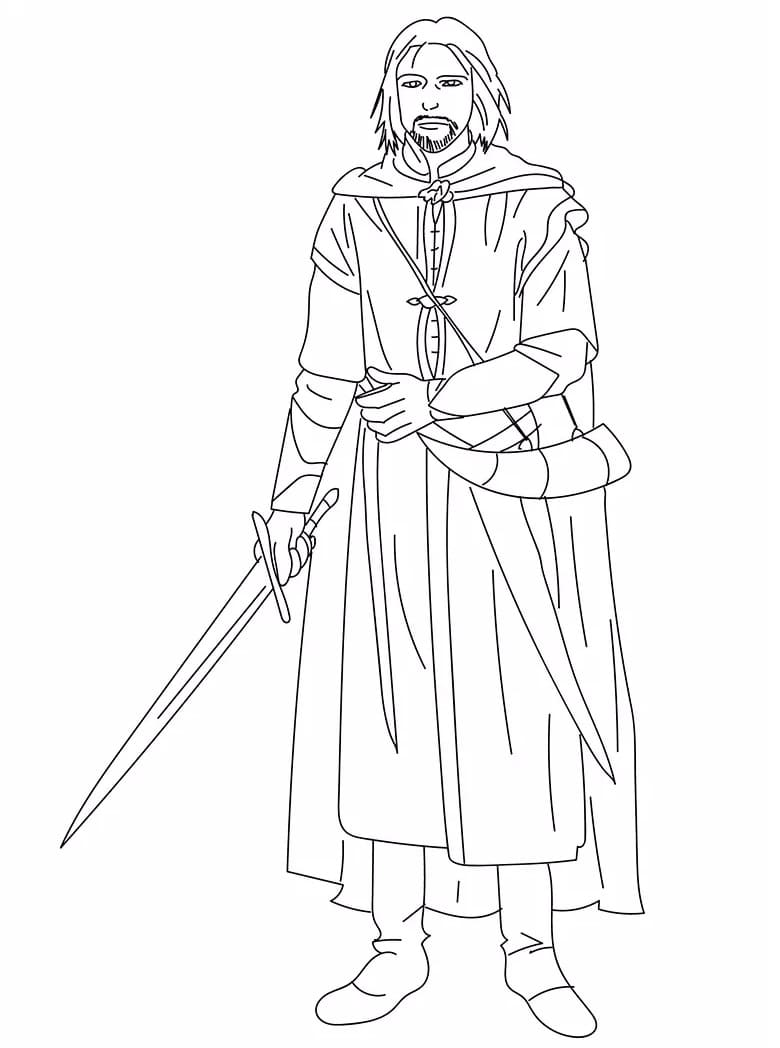 Boromir in The Lord of the Rings Coloring Page