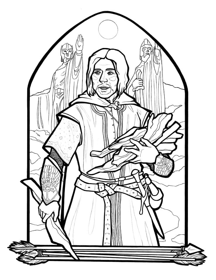 Boromir from The Lord of the Rings Coloring Page