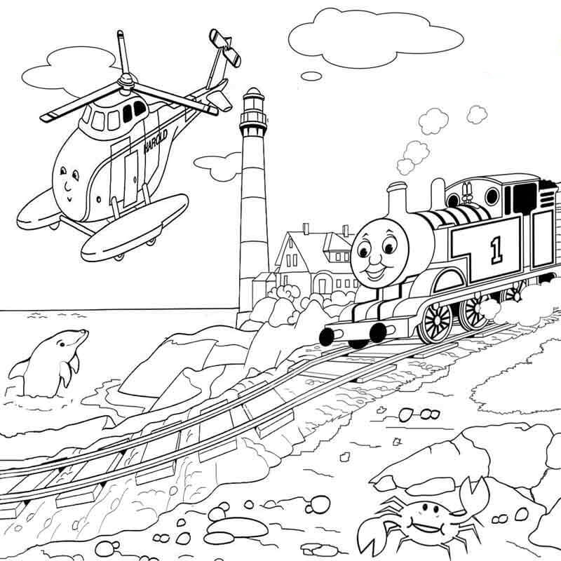 Cartoon Helicopter Coloring Page