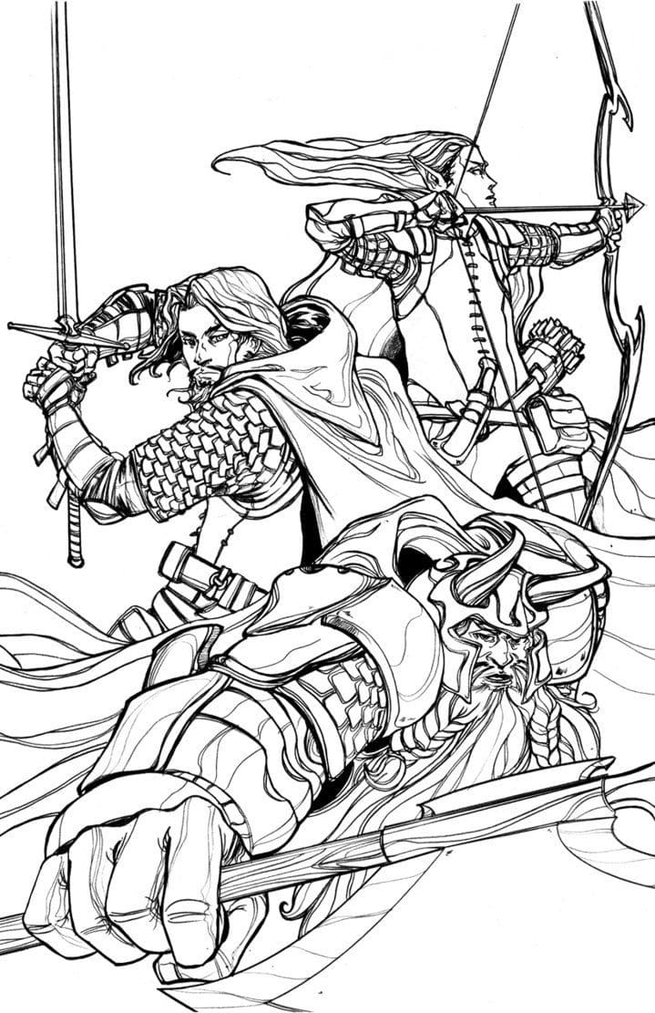 Characters from The Lord of the Rings Coloring Page