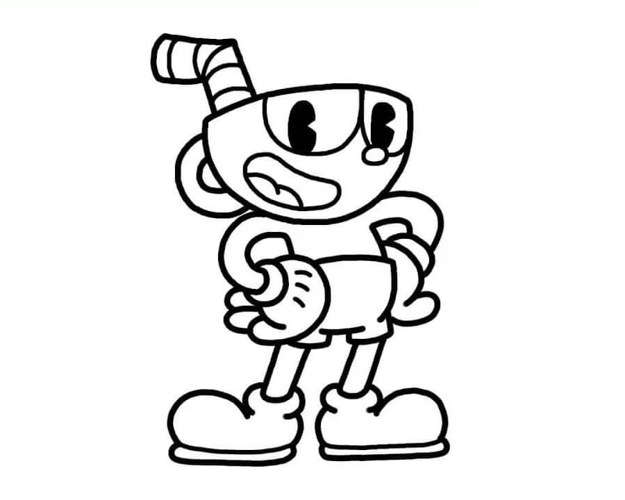 Cute Cuphead And Face Coloring Page
