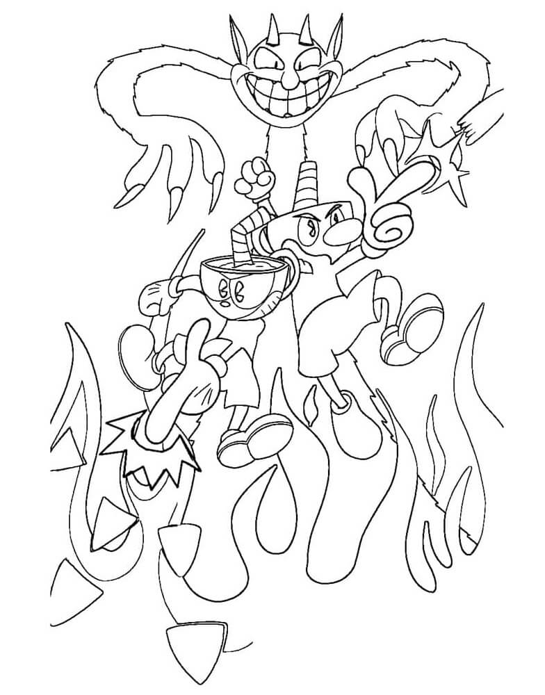Ferocious Cuphead Coloring Page