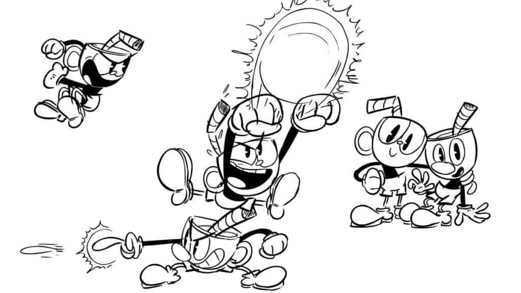 Cuphead Fighting Coloring Page