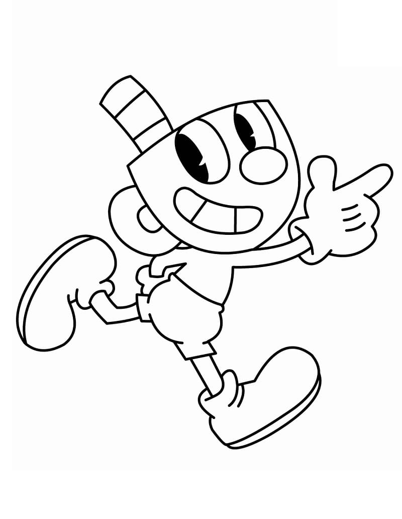 Funny Cuphead Coloring Page
