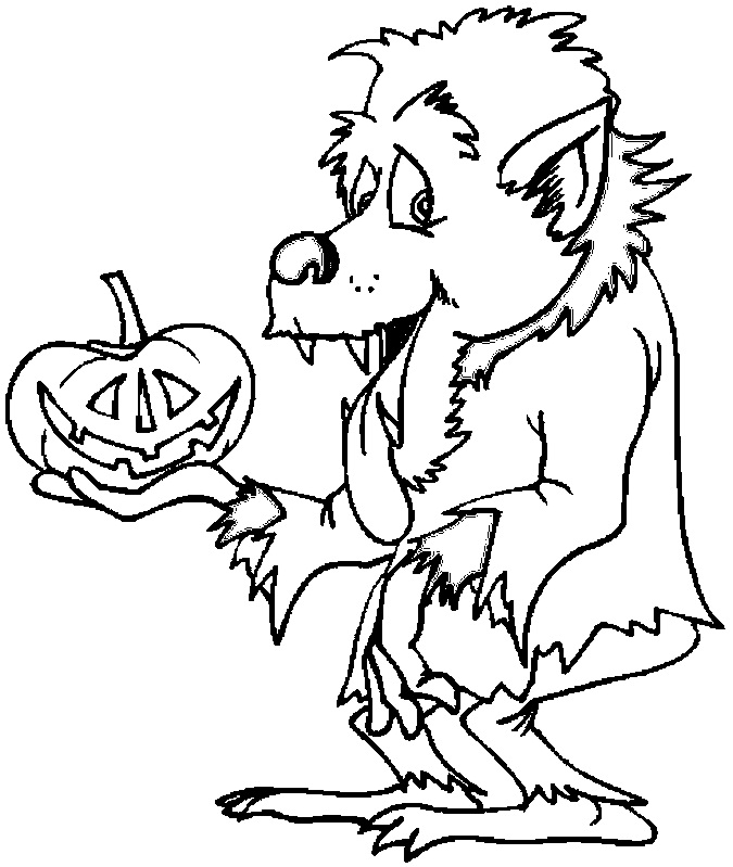 Pagina da colorare del lupo mannaro di Halloween