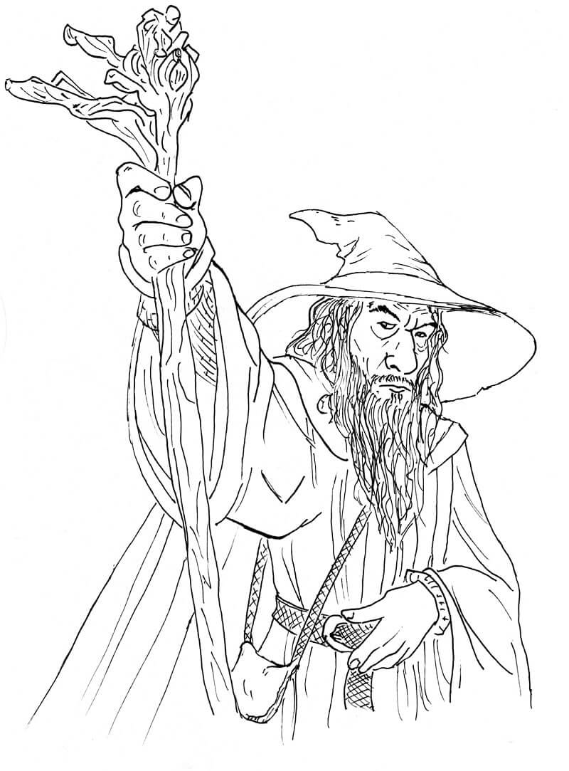 Gandalf nella pagina da colorare de Il Signore degli Anelli