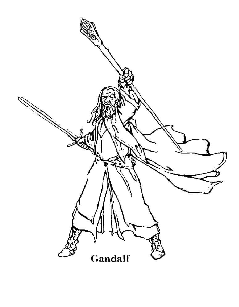 Gandalf Fighting Coloring Page
