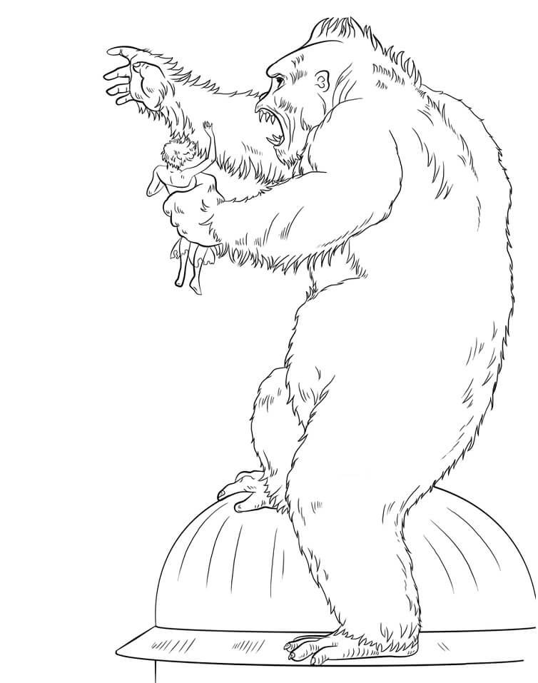 King Kong & Woman Coloring Pages
