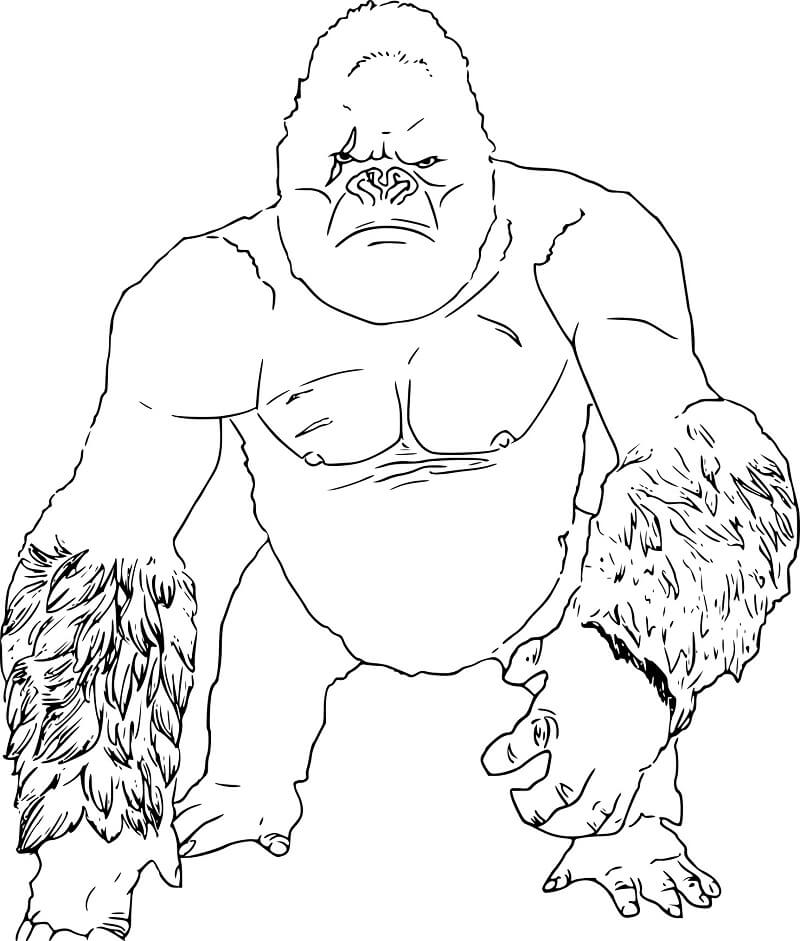 Раскраска Великая обезьяна Кинг-Конг