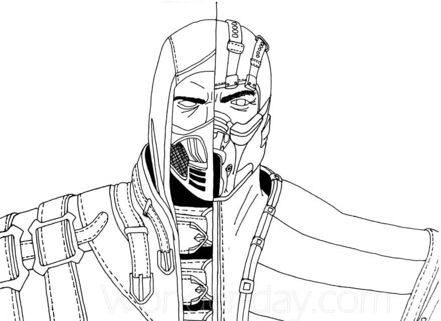 Mortal Kombat Scorpion and Sub-Zero Coloring Pages