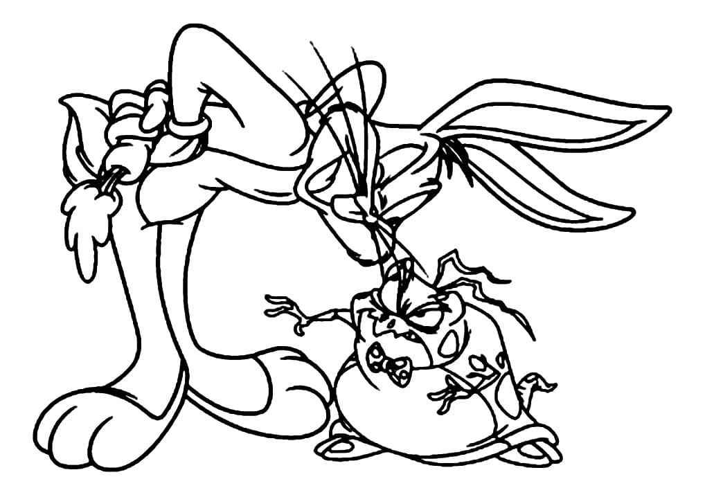Nerdluck and Bugs Bunny Coloring Page