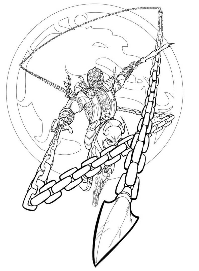 Scorpion from Mortal Kombat Coloring Page
