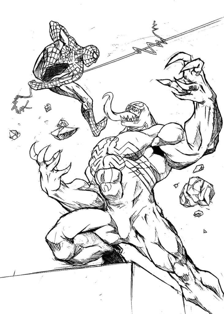 Раскраска Человек-паук с Веномом