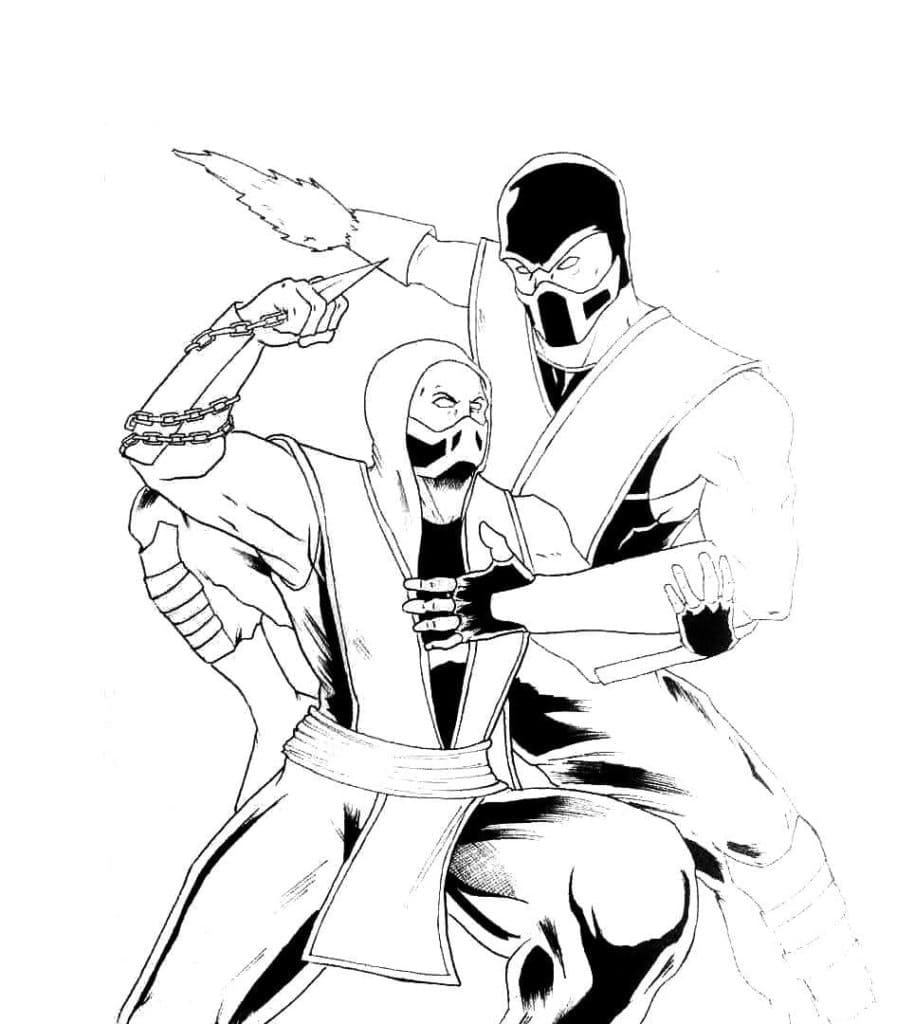 Sub-Zero and Scorpion MK Coloring Page