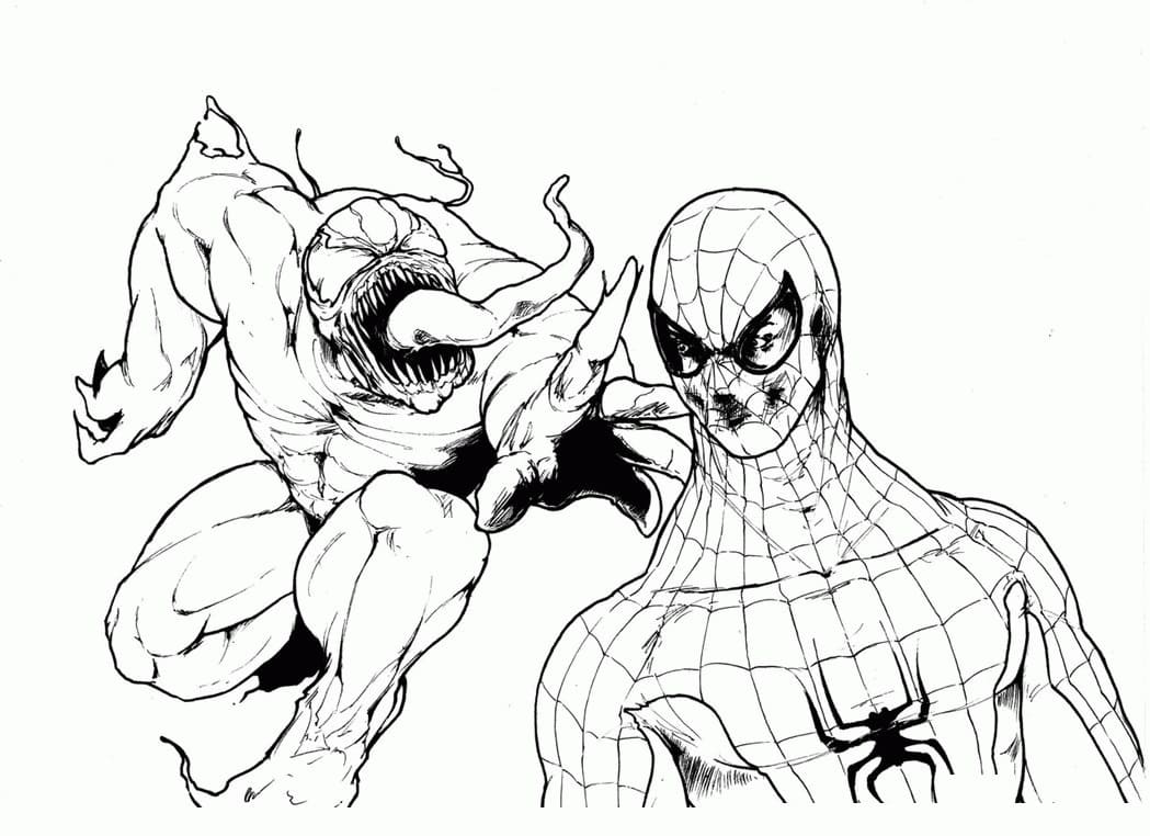 Venom Attack Spiderman Coloring Page