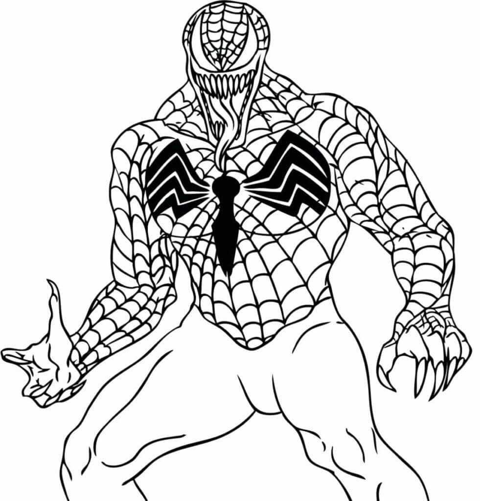 Раскраска Веном обладает Человеком-пауком