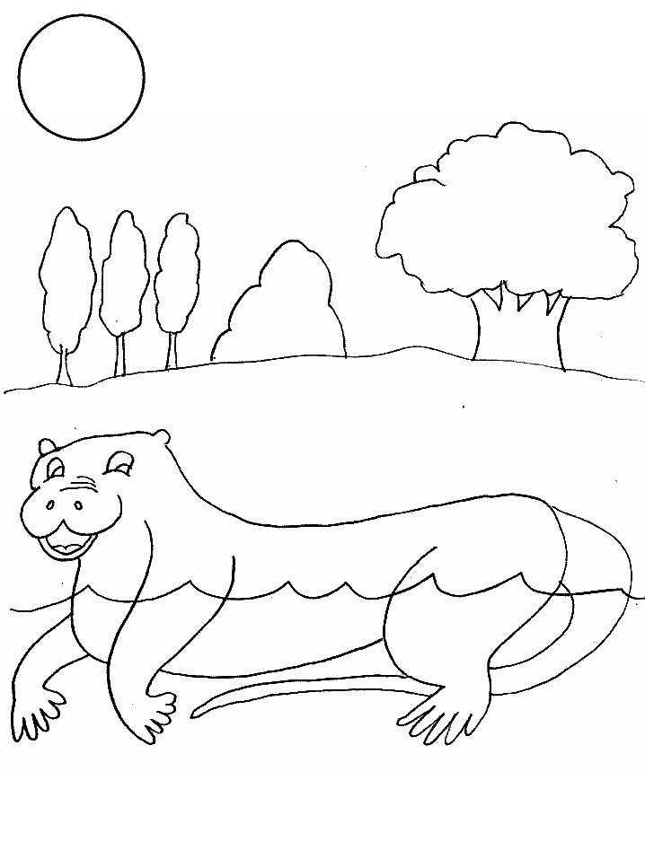 Otter And Tree Coloring Page