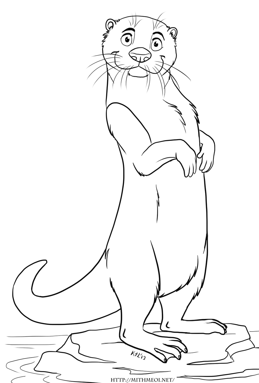 Cute Sea Otter Coloring Page