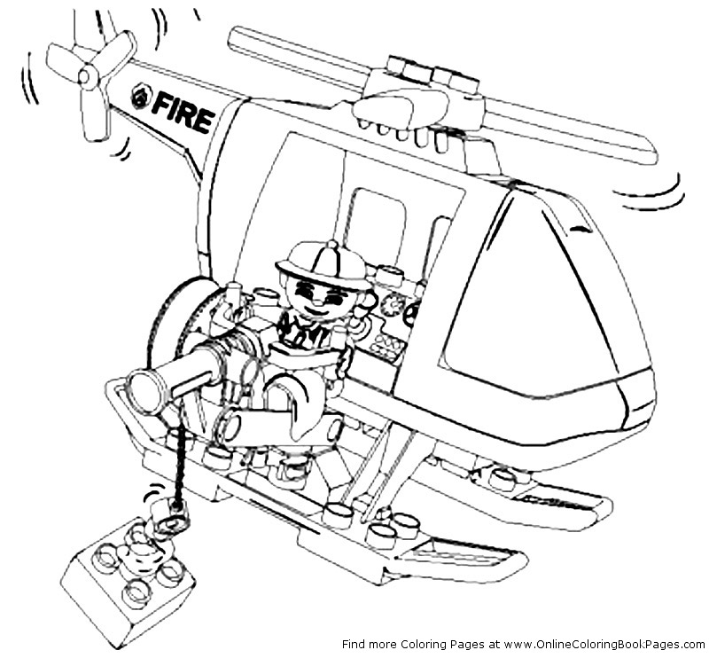 Fire Helicopter from LEGO City Coloring Page