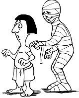 A Mummy Sneaking Up On An Egyption Man Coloring Pages