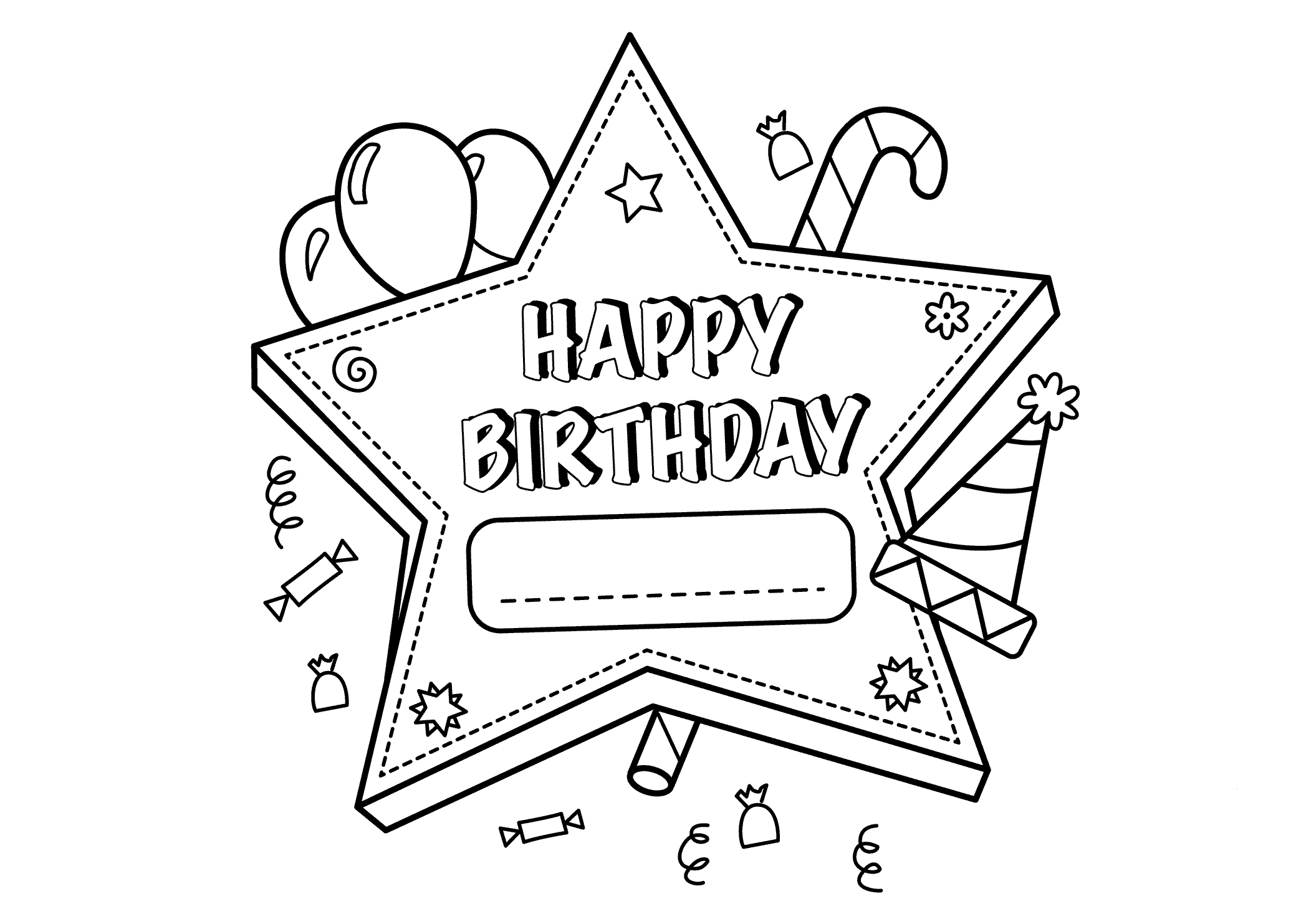 Happy Birthday Printable Star Coloring Pages   Happy Birthday ...