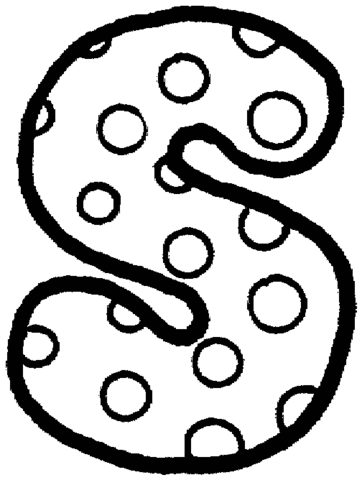 Letter S with Polka Dot Coloring Page