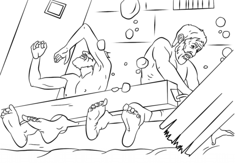 Paul and Silas survives Earthquake Coloring Page