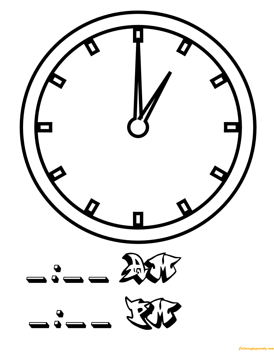 One O Clock Coloring Pages Clock Coloring Pages Coloring Pages For Kids And Adults