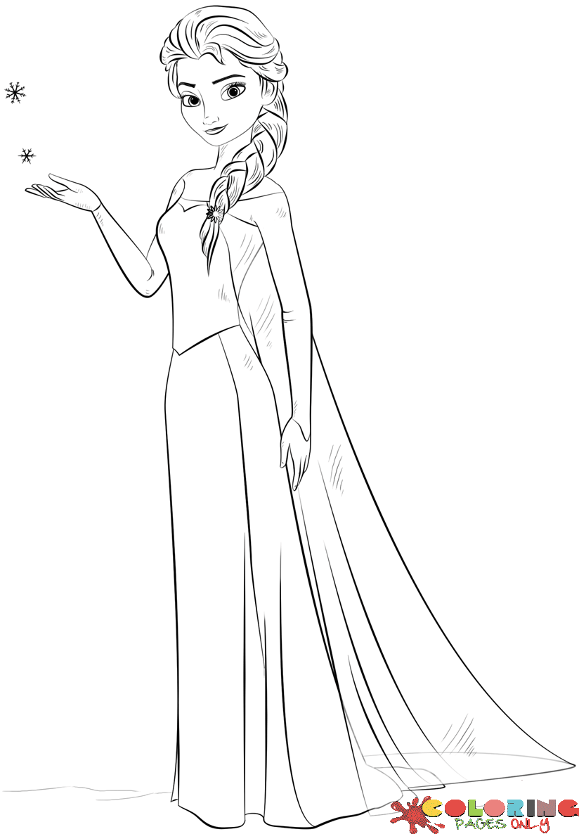 Elsa With Snowflakes Coloring Page