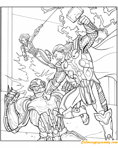 Dibujos para colorear de Thor y Chitauri de Combate