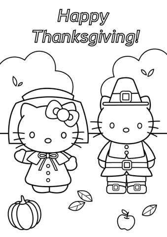Hello Kitty and Daniel Thanksgiving Coloring Pages