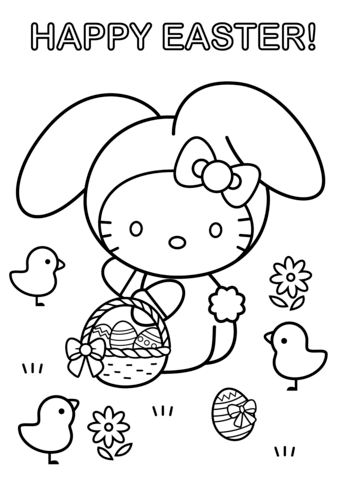 Hello Kitty che celebra la Pasqua da colorare