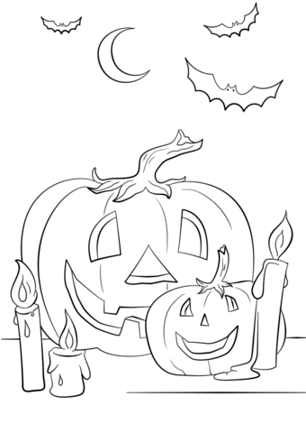 Halloween Night Scene Coloring Pages