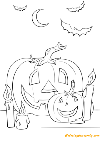 Halloween Night Scene Coloring Pages