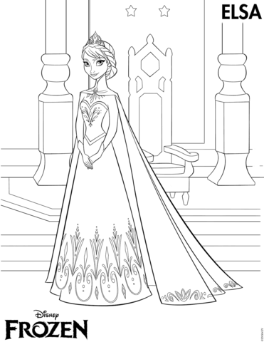 Elsa Coronation Day Coloring Page