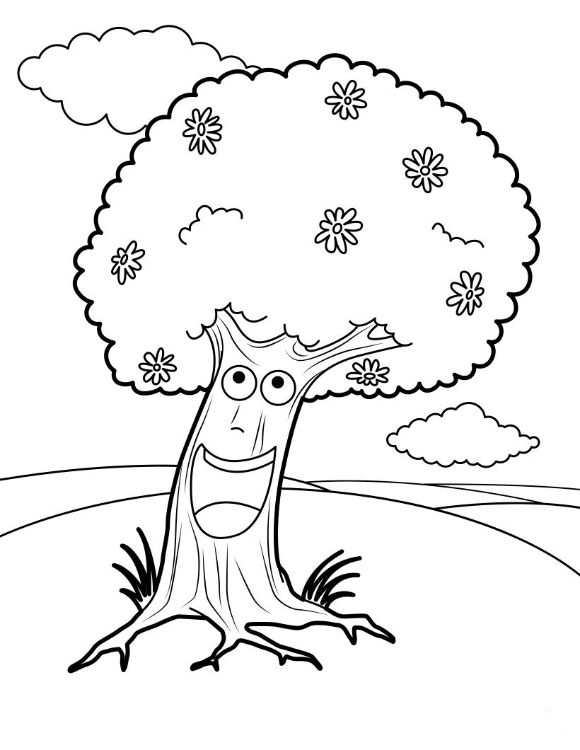 Flowering Spring Tree Coloring Pages